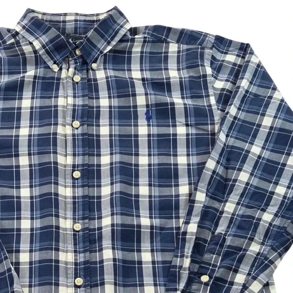 Ralph Lauren Kids XL (18-20) Blue Plaid Long Sleeve Button‎ Down Shirt